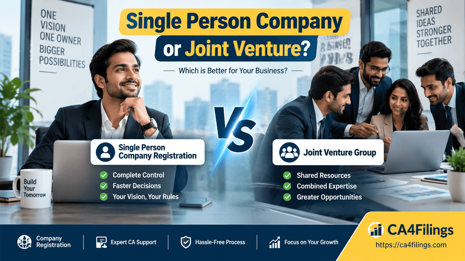 Is Single Person Company Registration Better Than a Joint Ventures Group?