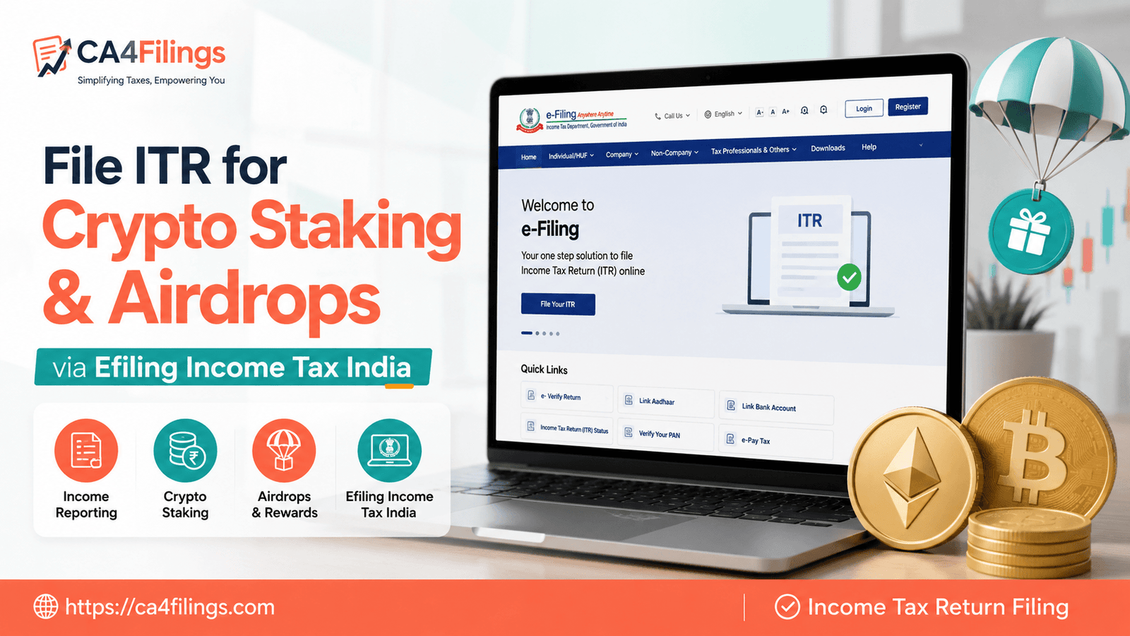 How to File ITR for Crypto Staking and Airdrops via Efiling Income Tax India