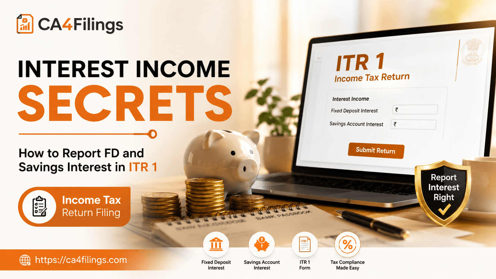 Interest Income Secrets: How to Report FD and Savings Interest in ITR 1