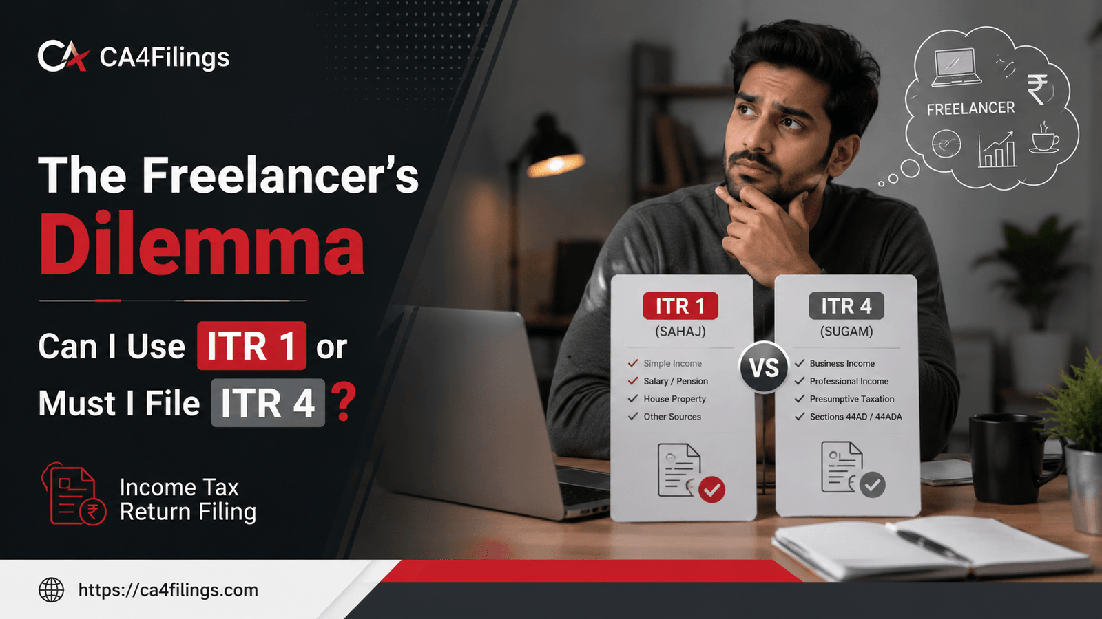 The Freelancer's Dilemma: Can I Use ITR 1 or Must I File ITR 4?