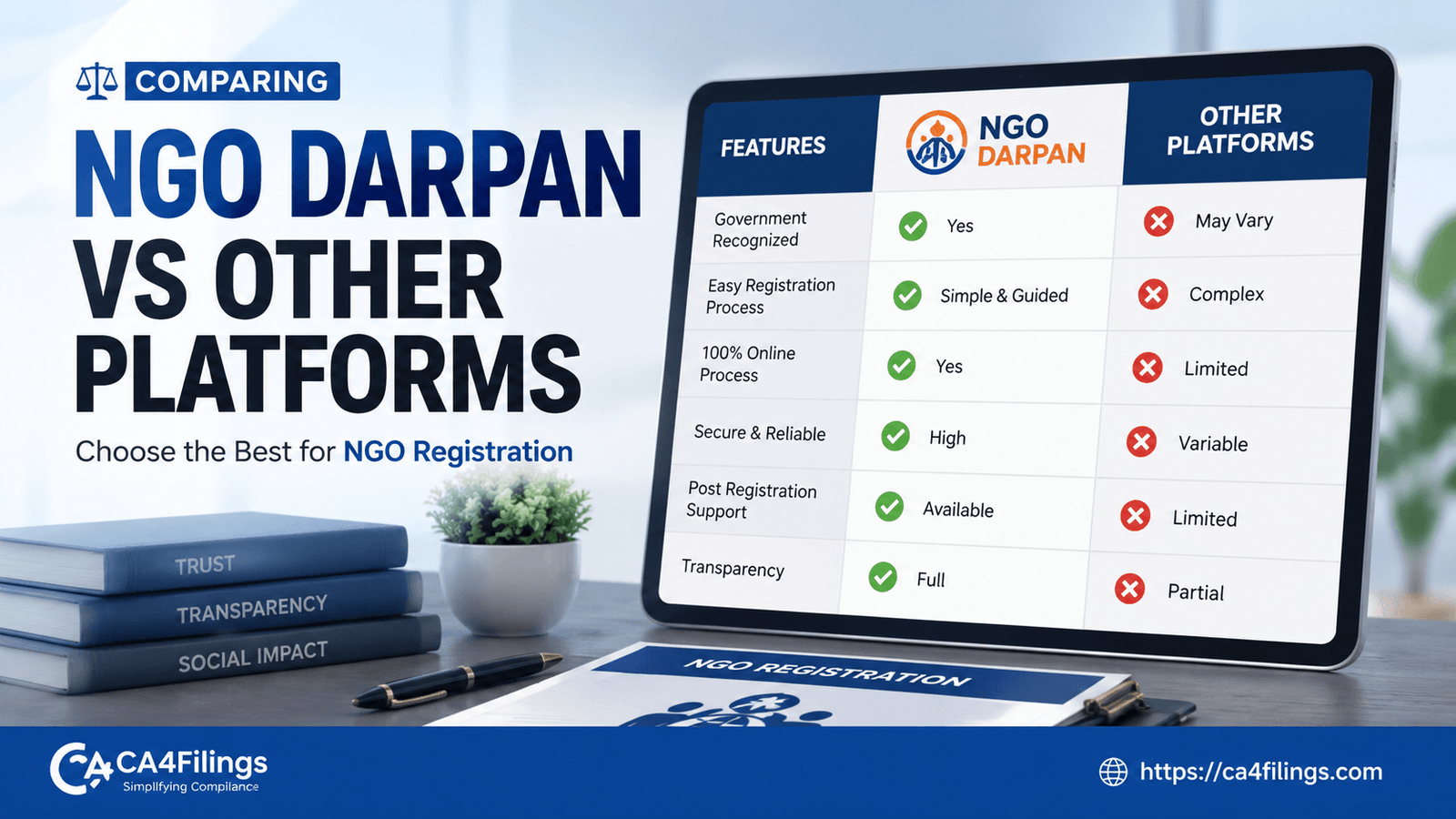 Comparing NGO Darpan with Other NGO Registration Platforms