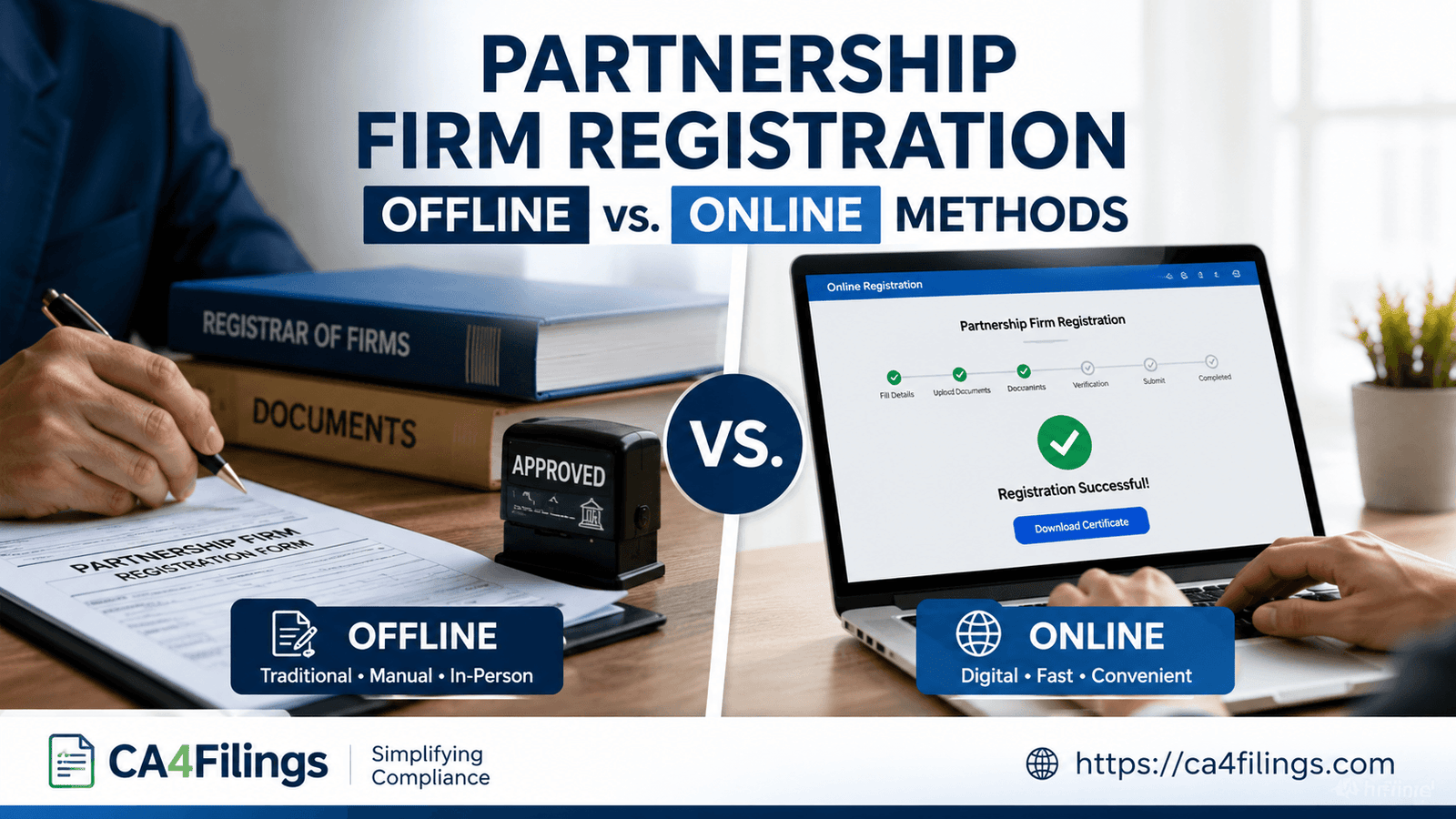 Registration of Partnership Firm: Offline vs. Online Methods